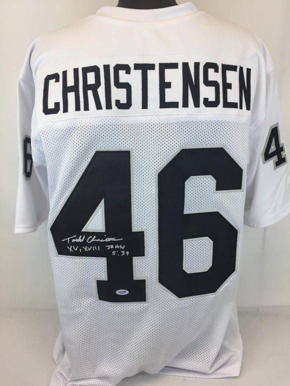 Todd Christensen Signed Autographed Oakland Raiders Football Jersey (PSA/DNA COA)