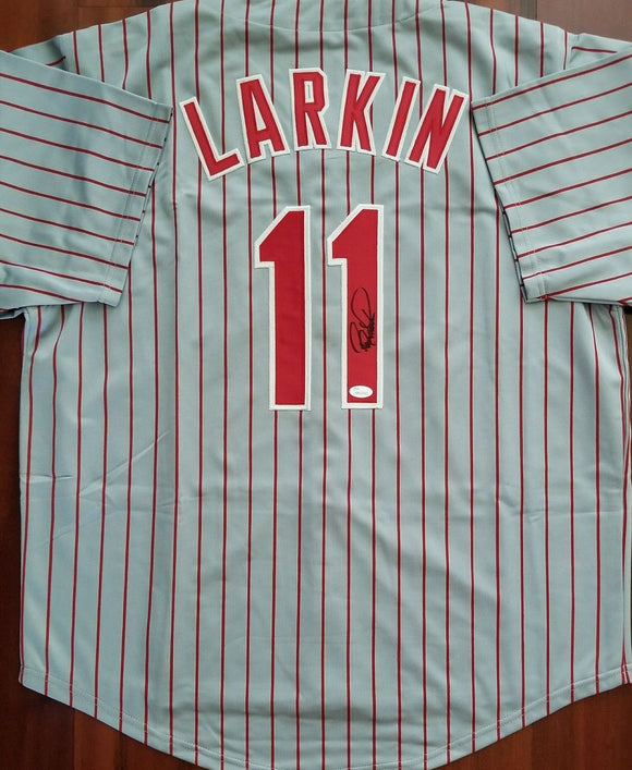 Barry Larkin Signed Autographed Cincinnati Reds Baseball Jersey (JSA COA)