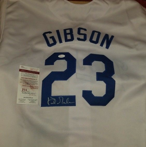 Kirk Gibson Signed Autographed Los Angeles Dodgers Baseball Jersey (JSA COA)