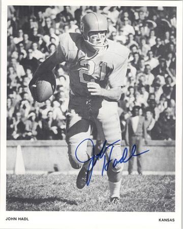 John Hadl Signed Autographed Glossy 8x10 Photo Kansas Jayhawks (SA COA)