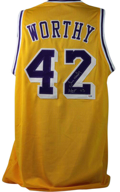 James Worthy Signed Autographed Los Angeles Lakers Basketball Jersey (PSA/DNA COA)
