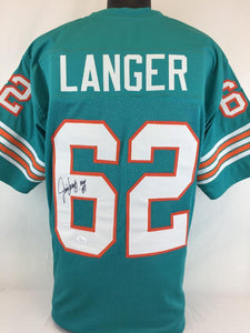 Jim Langer Signed Autographed Miami Dolphins Football Jersey (JSA COA)