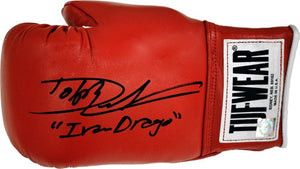 Dolph Lundgren Signed Autographed "Ivan Drago" Tuf Wear Red Boxing Gloves (ASI COA)