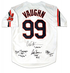 Charlie Sheen, Tom Berenger, Corbin Bernsen & Chelcie Ross Signed Autographed Cleveland Indians Jersey (ASI COA)