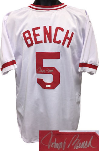 Johnny Bench Signed Autographed Cincinnati Reds Baseball Jersey (JSA COA)
