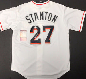 Giancarlo Stanton Signed Autographed Miami Marlins Baseball Jersey (JSA COA)
