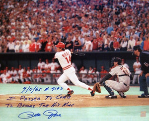 Pete Rose Signed Autographed "Hit King" Glossy 16x20 Photo (ASI COA)