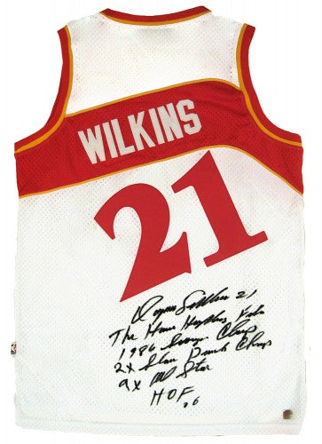 Dominique Wilkins Signed Autographed Atlanta Hawks Basketball Jersey w/ Stats (ASI COA)