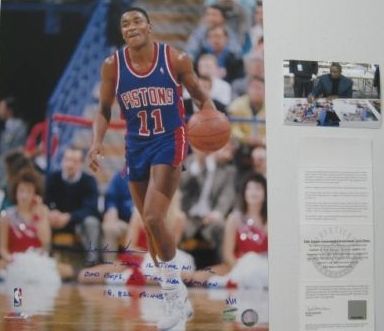 Isiah Thomas Signed Autographed Glossy 16x20 Photo #/11 Detroit Pistons (UDA COA)