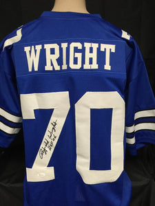 Rayfield Wright Signed Autographed Dallas Cowboys Football Jersey (JSA COA)