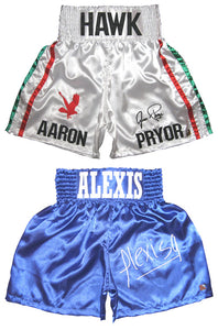 Aaron Pryor & Alexis Arguello Signed Autographed Set of Boxing Trunks (ASI COA)