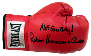 Rubin "Hurricane" Carter Signed Autographed "Not Guilty!" Everlast Boxing Glove (ASI COA)