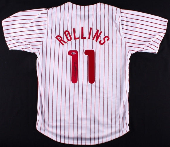 Jimmy Rollins Signed Autographed Philadelphia Phillies Baseball Jersey (Beckett COA)