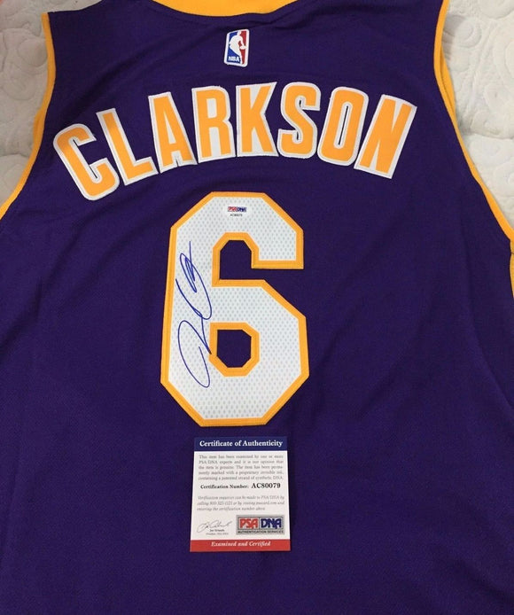 Jordan Clarkson Signed Autographed Los Angeles Lakers Basketball Jersey (PSA/DNA COA)