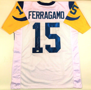 Vince Ferragamo Signed Autographed Los Angeles Rams Football Jersey (JSA COA)