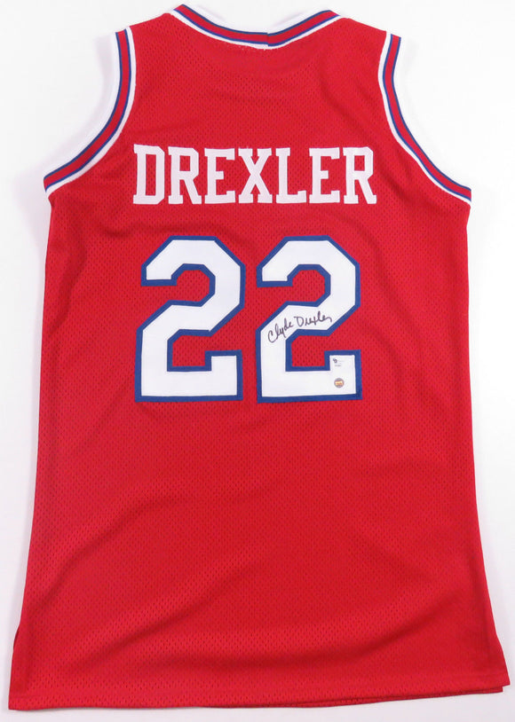 Clyde Drexler Signed Autographed Houston Cougars Basketball Jersey (JSA COA)