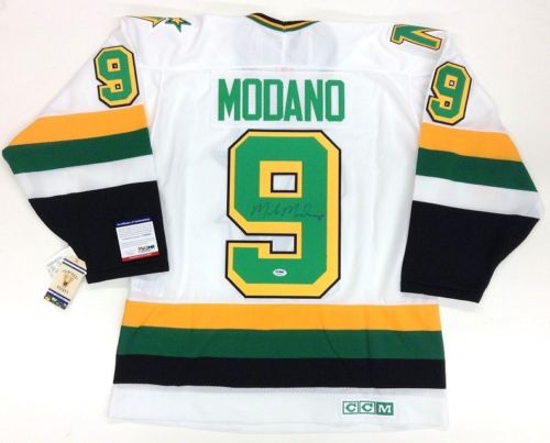 Mike Modano Signed Autographed Minnesota North Stars Hockey Jersey (PSA/DNA COA)