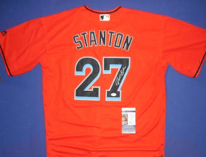 Giancarlo Stanton Signed Autographed Miami Marlins Baseball Jersey (JSA COA)