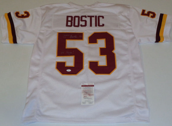 Jeff Bostic Signed Autographed Washington Redskins Football Jersey (JSA COA)