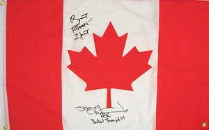 Shawn Michaels & Bret "Hitman" Hart Signed Autographed Canadian Flag (ASI COA)