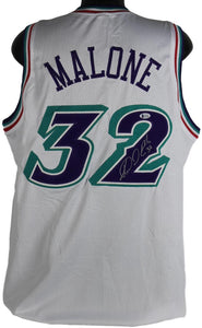 Karl Malone Signed Autographed Utah Jazz Basketball Jersey (Beckett COA)