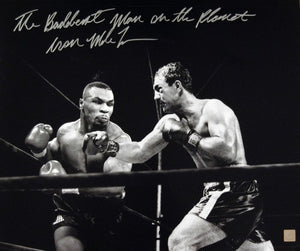 Mike Tyson Signed Autographed "The Baddest Man On The Planet" Glossy 16x20 Photo vs. Rocky Marciano (ASI COA)