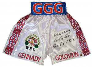 Gennady "GGG" Golovkin Signed Autographed White, Red & Blue Boxing Trunks (ASI COA)