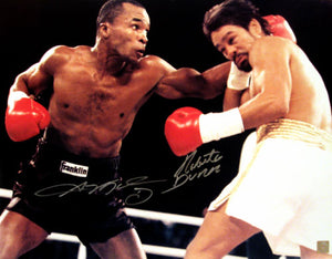 Sugar Ray Leonard & Roberto Duran Signed Autographed Glossy 16x20 Photo (ASI COA)