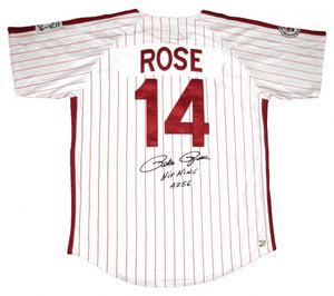 Pete Rose Signed Autographed "Hit King" Philadelphia Phillies Baseball Jersey (ASI COA)