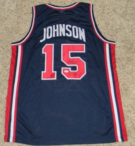 Larry Johnson Signed Autographed USA Dream Team Basketball Jersey (JSA COA)