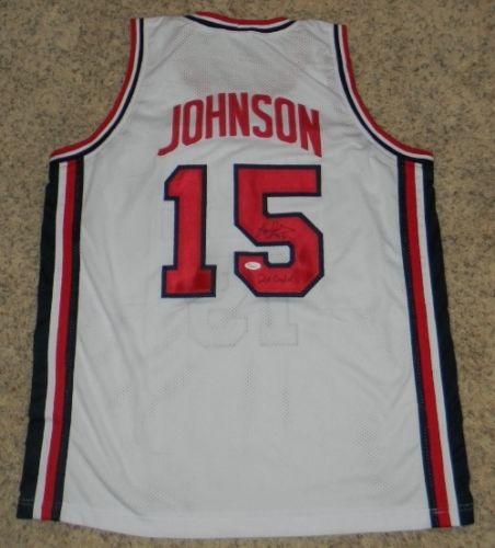 Larry Johnson Signed Autographed USA Dream Team Basketball Jersey (JSA COA)