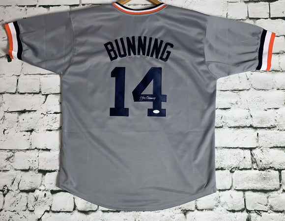 Jim Bunning Signed Autographed Detroit Tigers Throwback Baseball Jersey (JSA COA)