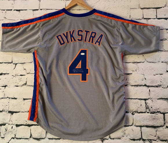 Lenny Dykstra Signed Autographed '86 WS Champs' New York Mets Baseball Jersey (JSA COA)