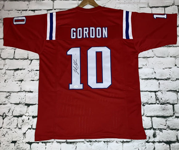 Josh Gordon Signed Autographed New England Patriots Red Football Jersey (JSA COA)