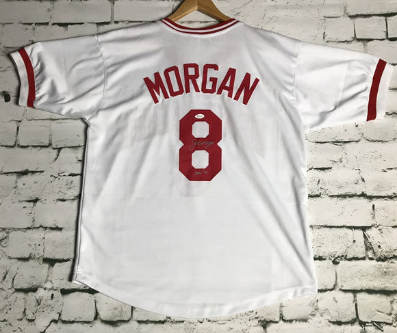 Joe Morgan Signed Autographed 'HOF 90' Cincinnati Reds Baseball Jersey (JSA COA)