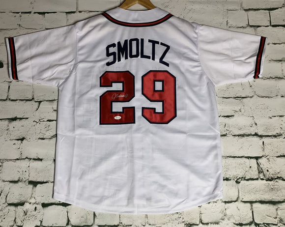 John Smoltz Signed Autographed Atlanta Braves White Throwback Baseball Jersey (JSA COA)